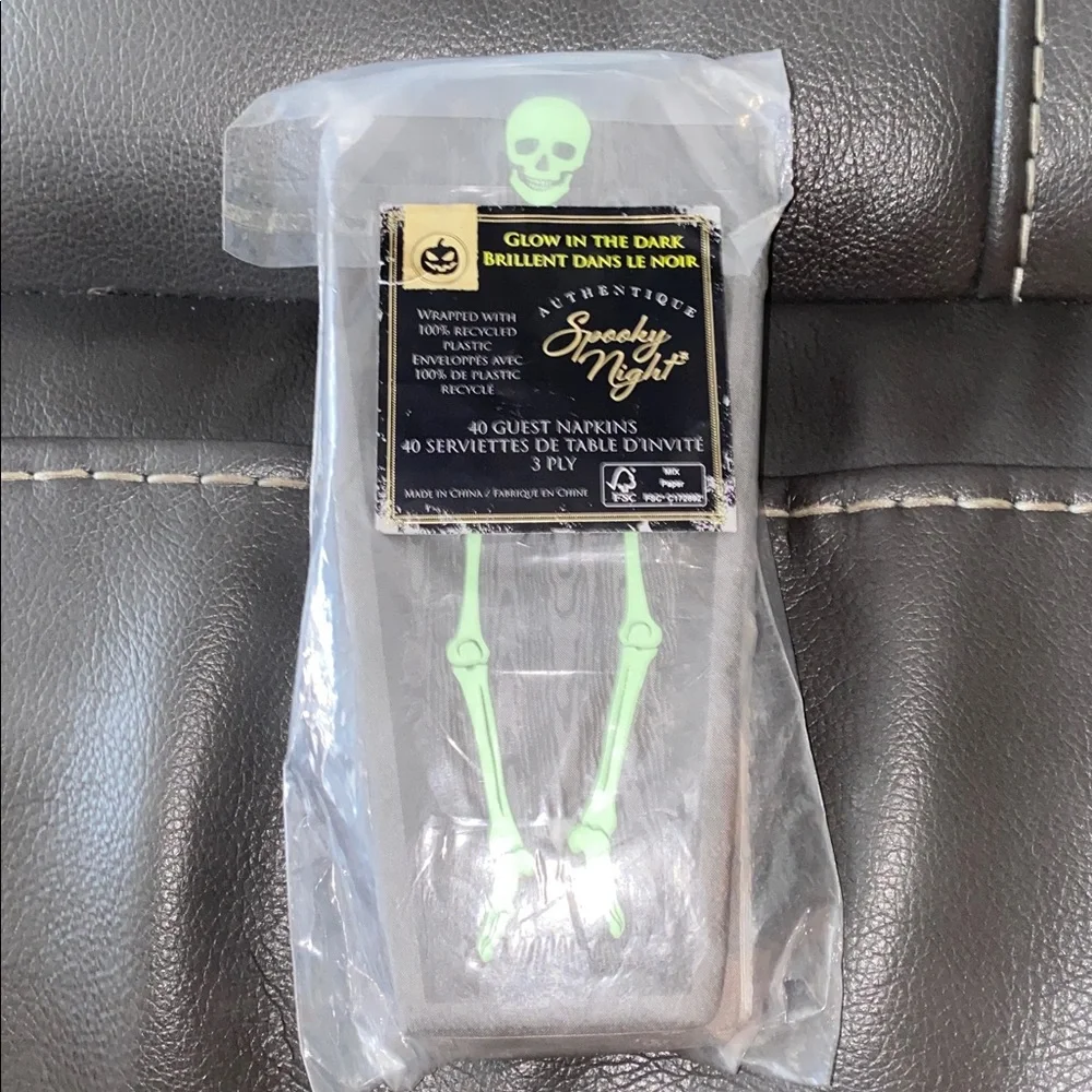 Glow in the Dark Skeleton‎ Halloween Party Cocktail Napkins